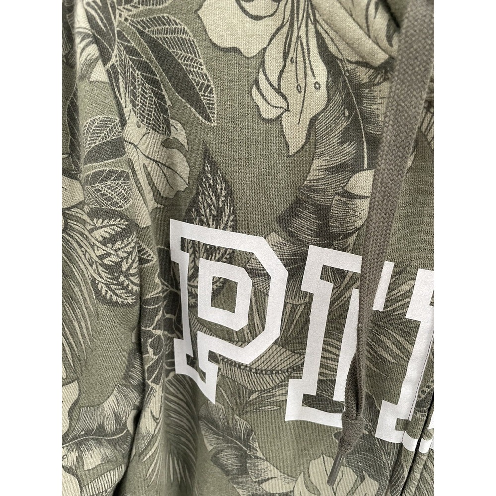 Victoria's Secret PINK Perfect Full Zip Hoodie Green Tropical Floral S SI48 - Picture 3 of 6